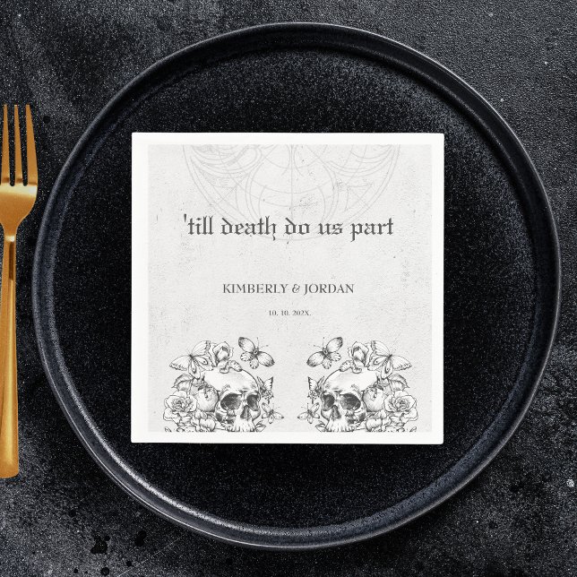 Serviette En Papier Gothic Skulls 'till death do us part Wedding Favor (Créateur téléchargé)
