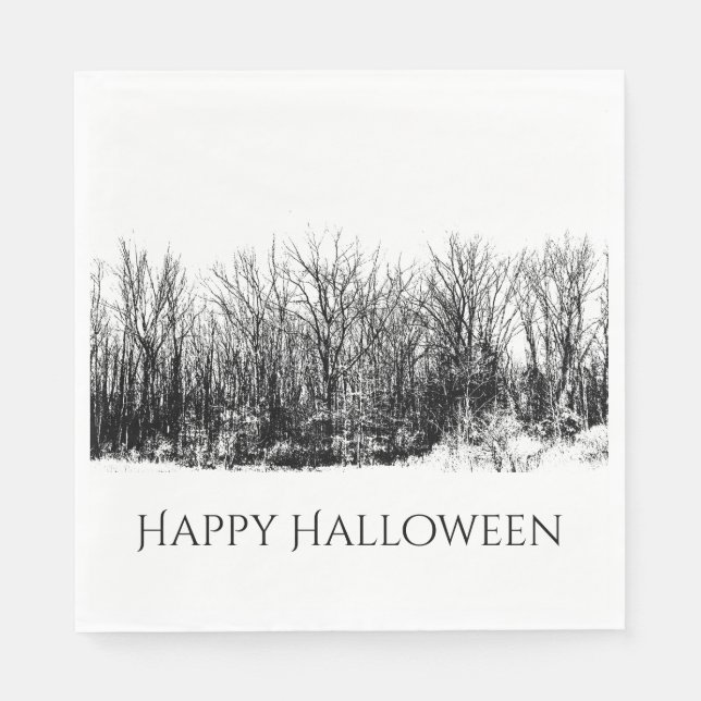 Serviette En Papier Gothic Woods Black White Halloween Party (Devant)