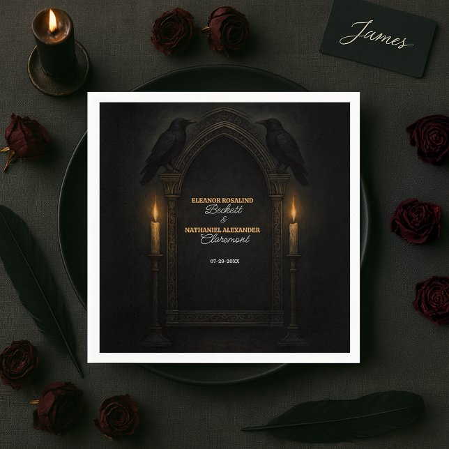 Serviette En Papier Gothique Corbeau bougie Mariage d'arc (Créateur téléchargé)