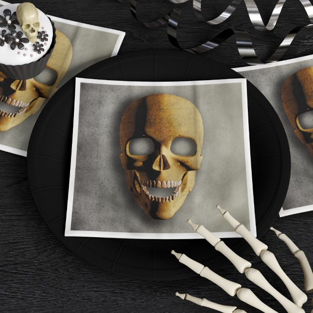 Serviette En Papier Gothique Crâne Éffrayant Squelette Face Halloween  (Spooky Halloween napkins for your skeleton themed party)