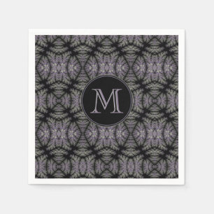 Serviette En Papier Gothique Damask Lavender Sage Fern Motif Monogramm