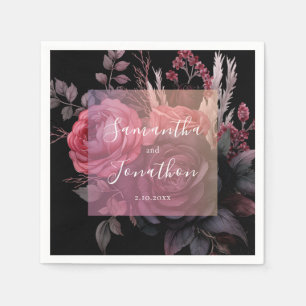 Serviette En Papier Gothique Dark Moody Floral Rose Mariage