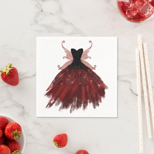 Serviette En Papier Gothique Fairy Crimson Gown | Fer rouge profond ra (En situation)