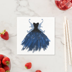 Serviette En Papier Gothique Fairy Navy Gown Fleur bleue de Cobalt p