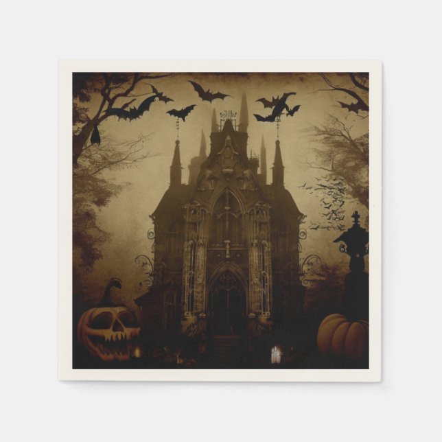 Serviette En Papier Gothique/Halloween/automne/citrouille (Devant)