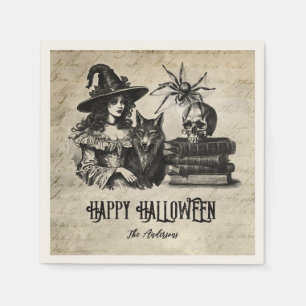 Serviette En Papier Gothique Halloween crâne d'araignée de ciel