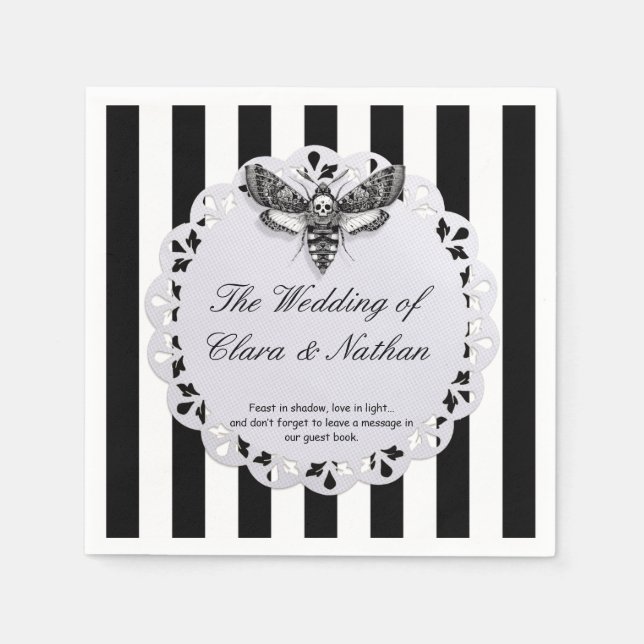 Serviette En Papier Gothique Moth Mariage crâne - Dark Elegant (Devant)