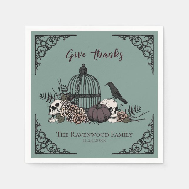 Serviette En Papier Gothique Thanksgiving Victorian Donner Merci (Devant)