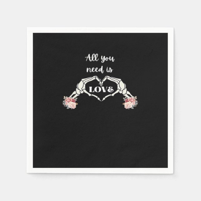 Serviette En Papier Gothique Valentines Classique - Squelette Mains Co (Devant)