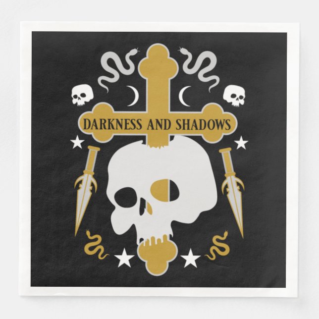 Serviette En Papier Goths Skull and Cross Gothic's (Devant)