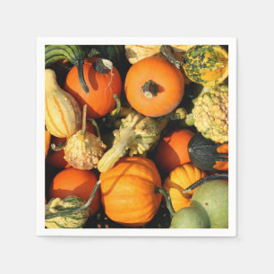 Serviette En Papier Gourdes d'automne de l'or et de l'vert, récolte