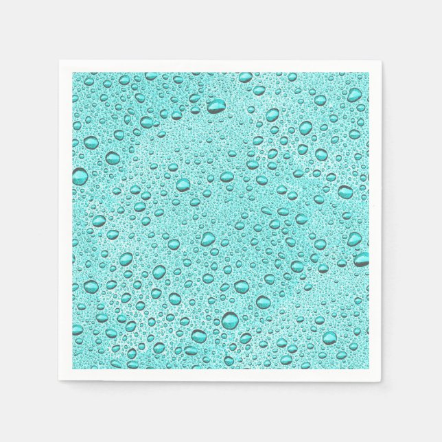 Serviette En Papier gouttelettes d'eau aquamarines (Devant)