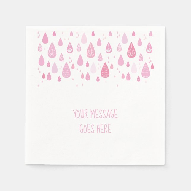 Serviette En Papier Gouttes de pluie rose bébé shower (Devant)