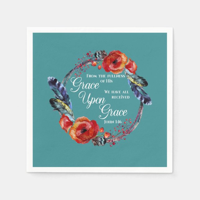 Serviette En Papier Grace Sur Grace Jean 1:16 Écriture (Devant)