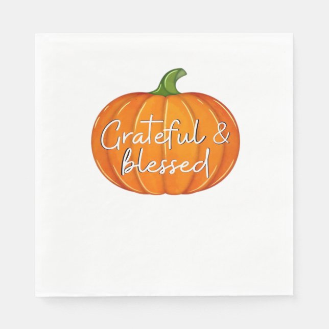 Serviette En Papier Grâces et bienheureux - Chute Citrouille Thanksgiv (Devant)