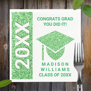 Serviette En Papier Grad Glam Green Typographie Casquette Simple Party
