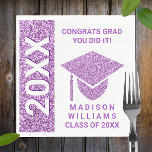 Serviette En Papier Grad Glam Purple Typographie Casquette Simple Part