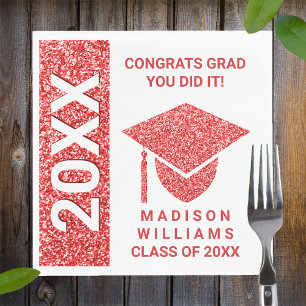 Serviette En Papier Grad Glam Red Typographie Casquette Simple Party