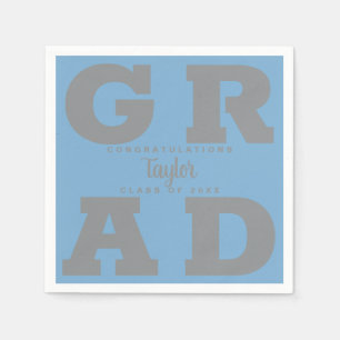Serviette En Papier GRAD gras Gray on Powder Blue Graduation Napkins