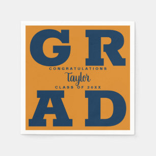 Serviette En Papier GRAD gras   Marine sur Orange Graduation Paper Nap