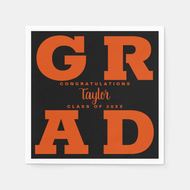 Serviette En Papier GRAD gras | Orange sur les serviettes de graduatio (Devant)