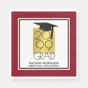Serviette En Papier GRAD noir et or Rouge modifiable Diplôme