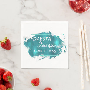 Serviette En Papier Grad peint Turquoise Splatter Brushstroke Party