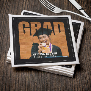 Serviette En Papier Grad Photo Black Graduation
