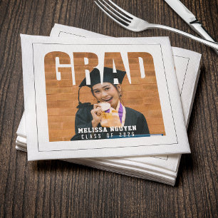 Serviette En Papier Grad Photo White Graduation