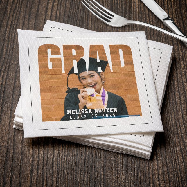 Serviette En Papier Grad Photo White Graduation (Grad Photo White Graduation Napkins
)