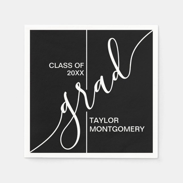 Serviette En Papier Grad Script Grad Graduation Party (Devant)