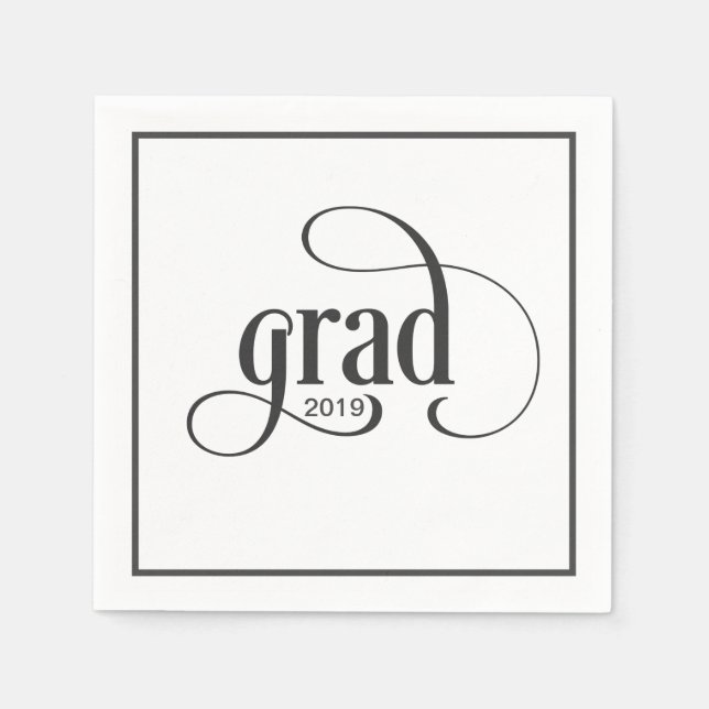 Serviette En Papier Grad Typographie moderne fête de graduation avec l (Devant)