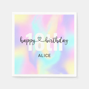 Serviette En Papier Gradient arc-en-ciel Calligraphie Coeur Anniversai