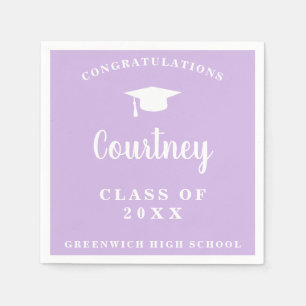 Serviette En Papier Graduate Cap Cute Girly Pastel Purple Graduate