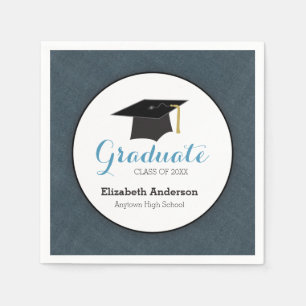 Serviette En Papier Graduate Class of 2023 Blue Denim
