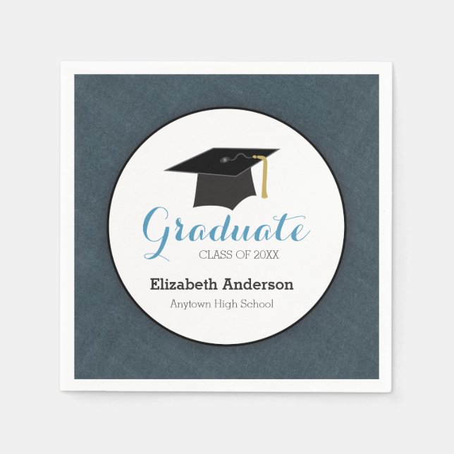 Serviette En Papier Graduate Class of 2023 Blue Denim (Devant)