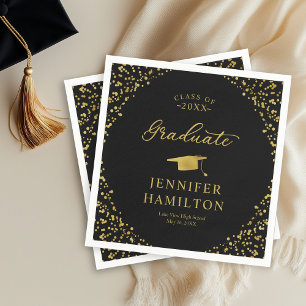 Serviette En Papier Graduate Elegant Gold Black Graduation