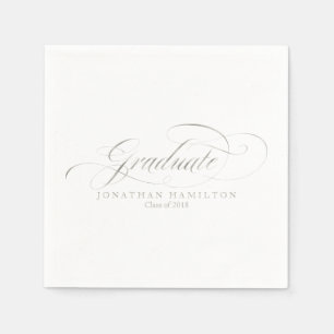 Serviette En Papier Graduate Foil Silver Fancy Calligraphie Graduate