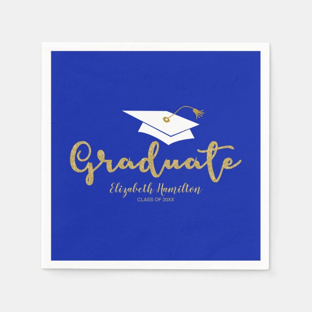 Serviette En Papier Graduate Gold Calligraphie Grad Casquette Graduati (Devant)
