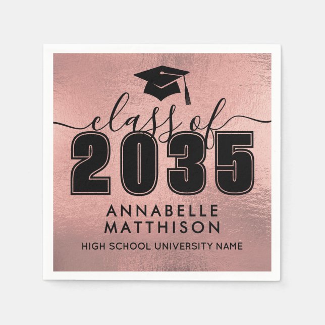 Serviette En Papier Graduate Rose Gold Graduation (Devant)