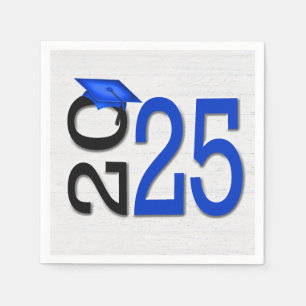 Serviette En Papier Graduation 2024 Bleu et noir sur bois