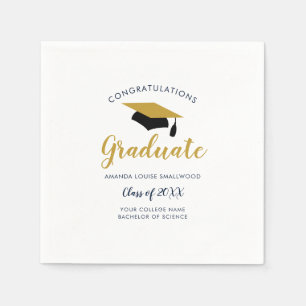 Serviette En Papier Graduation 2024 Script Gold Casquette Grad Party P