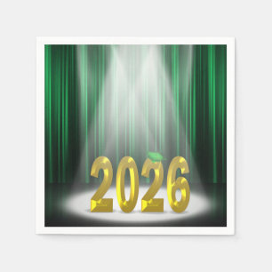 Serviette En Papier Graduation 2025 Couleurs de l'École Verte et Or