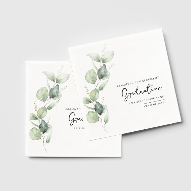 Serviette En Papier Graduation 2025 Eucalyptus Botanical Papier (Graduation 2025 Eucalyptus Botanical Paper Napkins)