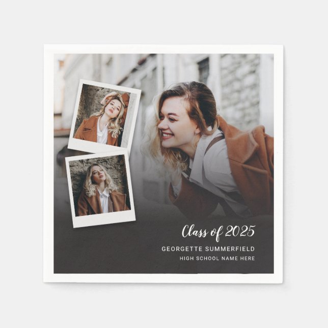 Serviette En Papier Graduation 2025 Grad Photos papier de la partie (Devant)