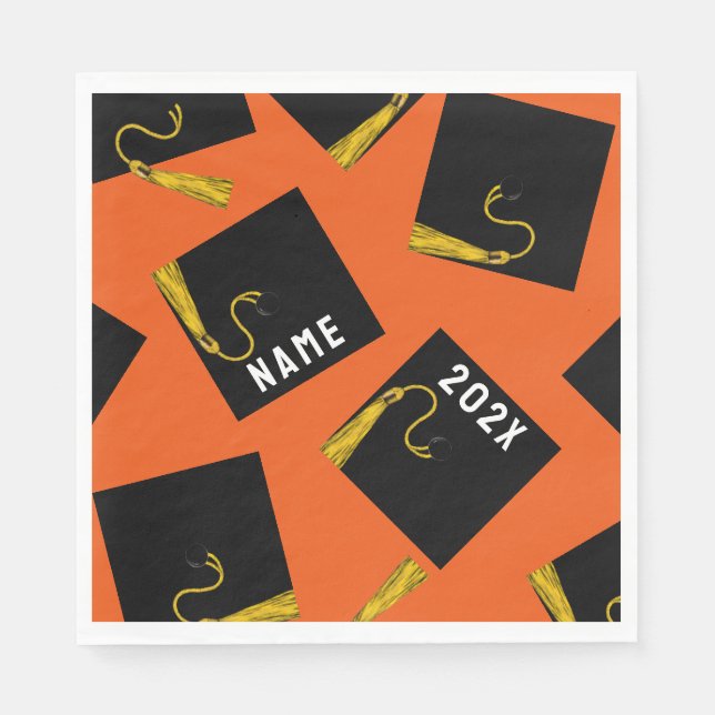 Serviette En Papier Graduation 2025 Orange (Devant)