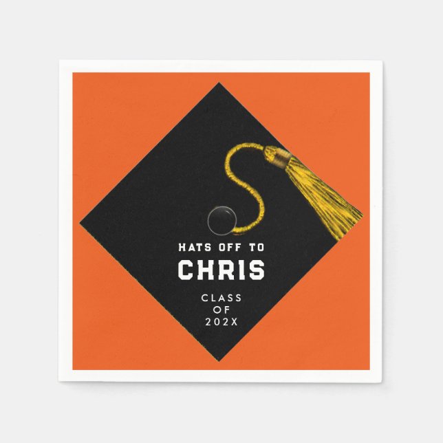 Serviette En Papier Graduation 2025 Orange (Devant)