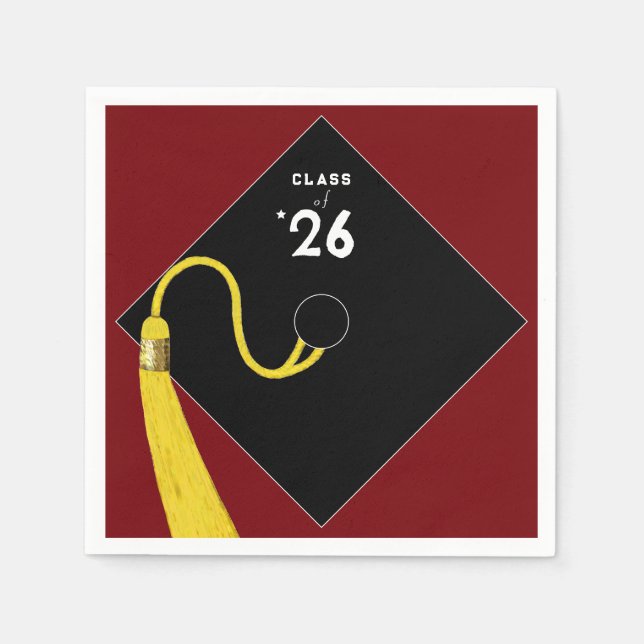 Serviette En Papier Graduation 2025 Party Maroon (Devant)