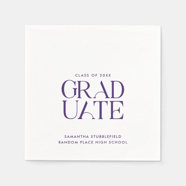 Serviette En Papier Graduation 2025 Purple Typography Party (Devant)
