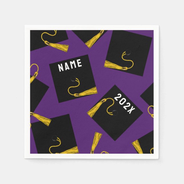 Serviette En Papier Graduation 2025 violet (Devant)